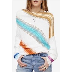 Free People Spectrum Off the Shoulder Striped Sweater